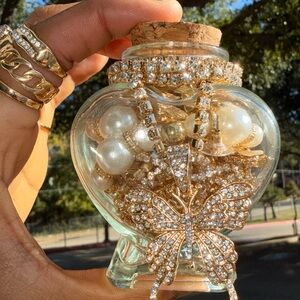 Gold Butterfly Ring with Crystals